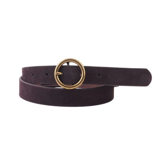 Brass Circle Belt Coffee Suede