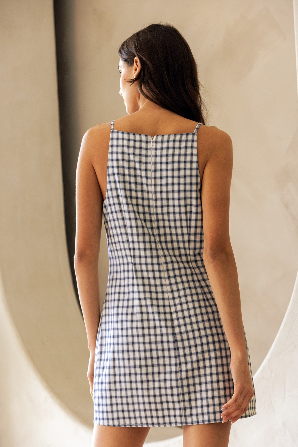 Navy Gingham A-Line Mini Dress – Clothe Boutique