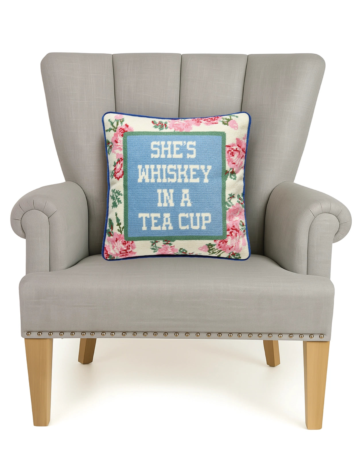 She's Whiskey Embroidered Pillow