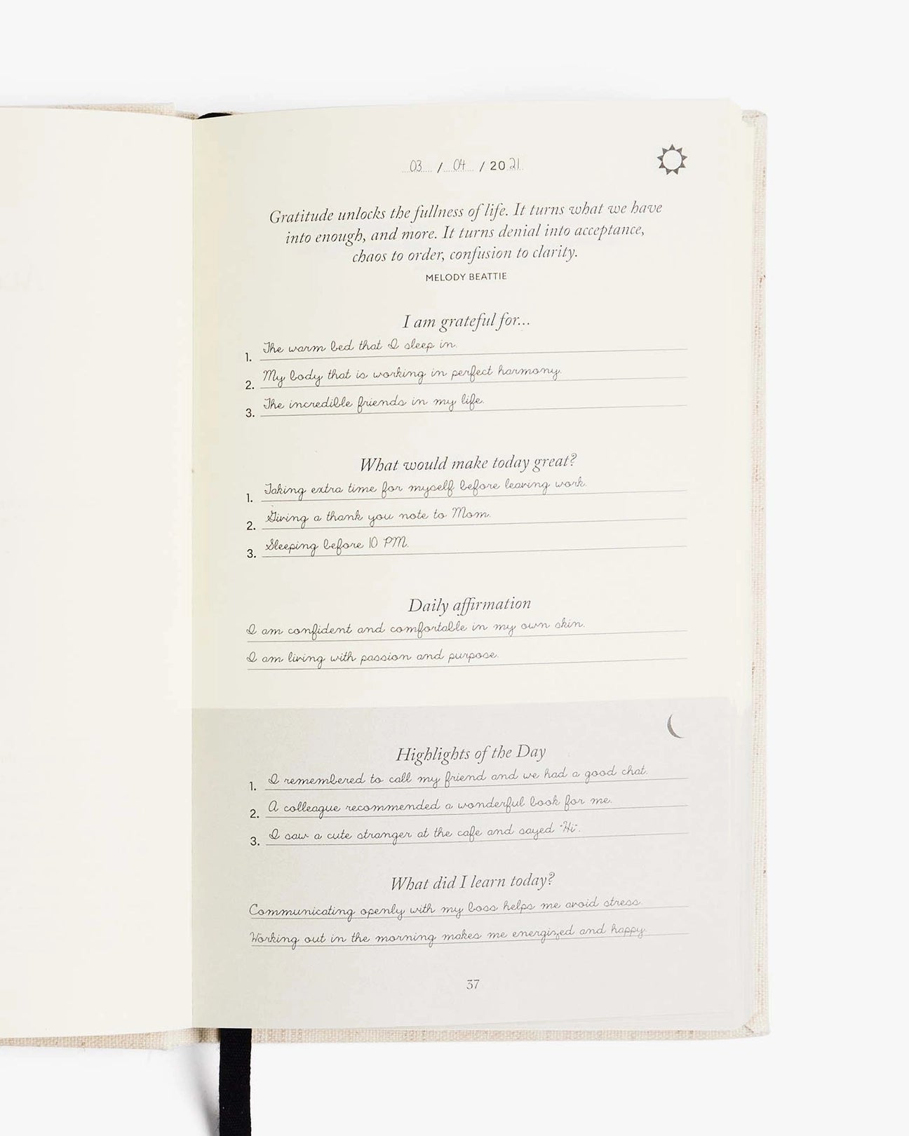 Beige Polka Dot Five Minute Journal