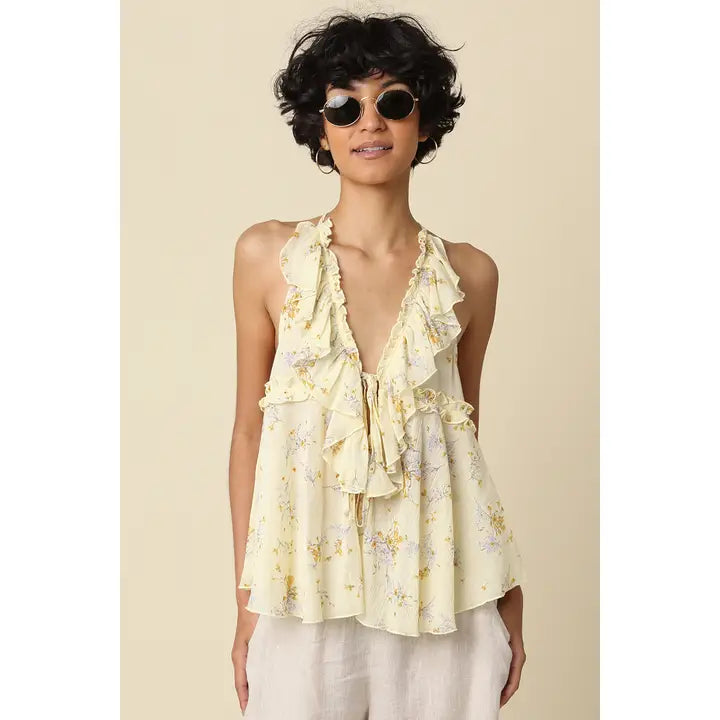 Butter Floral Ruffle Tank