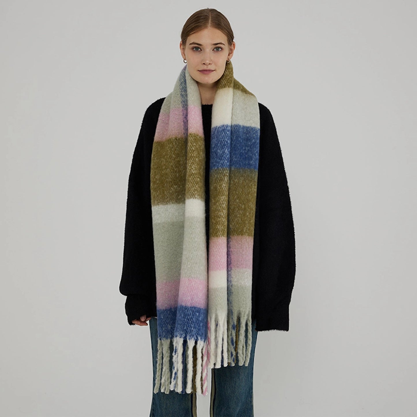 Plaid Color Block Blanket Scarf