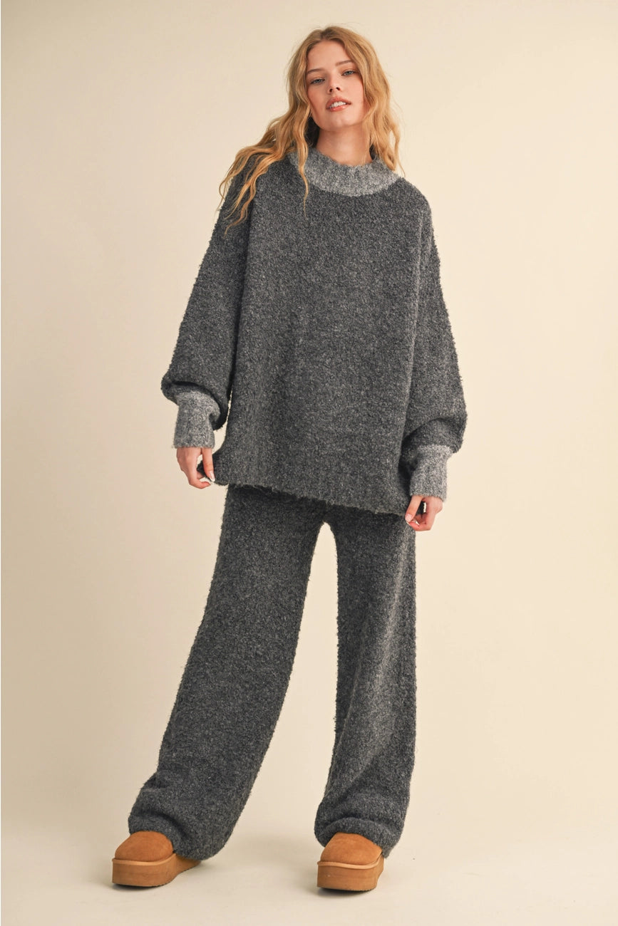 Charcoal Fuzzy Lounge Pants Set of 2