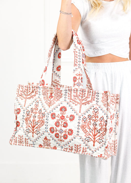 Tavi Sand Patchwork Quilted Tote Bag