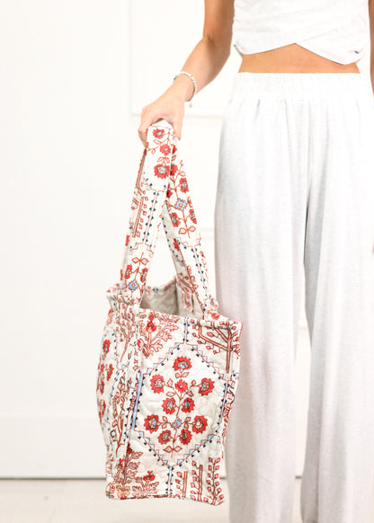 Tavi Sand Patchwork Quilted Tote Bag