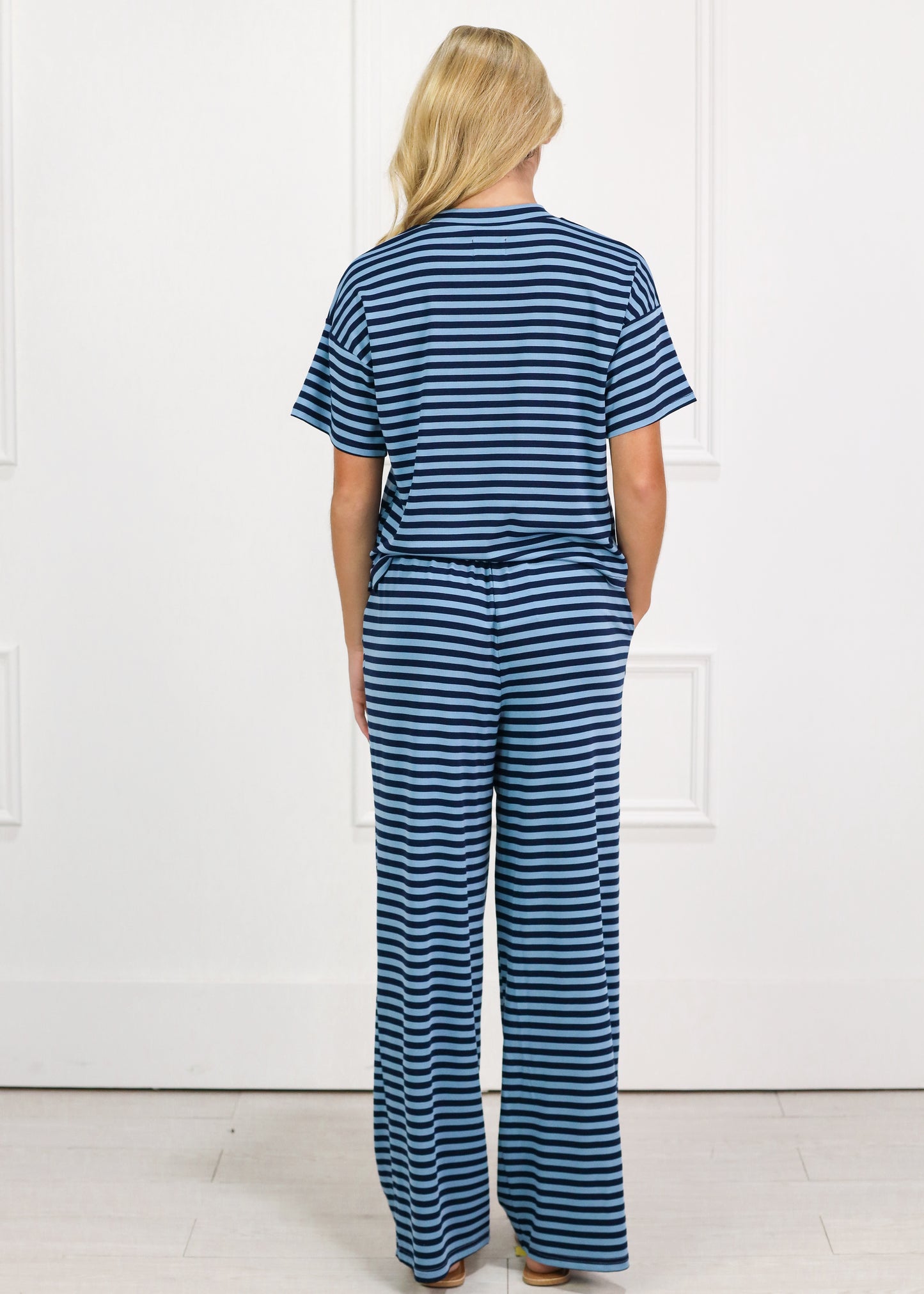 Mandy Stripe Pants Navy/Aqua