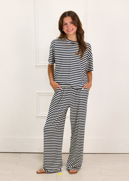 Mandy Stripe Pants Navy/White