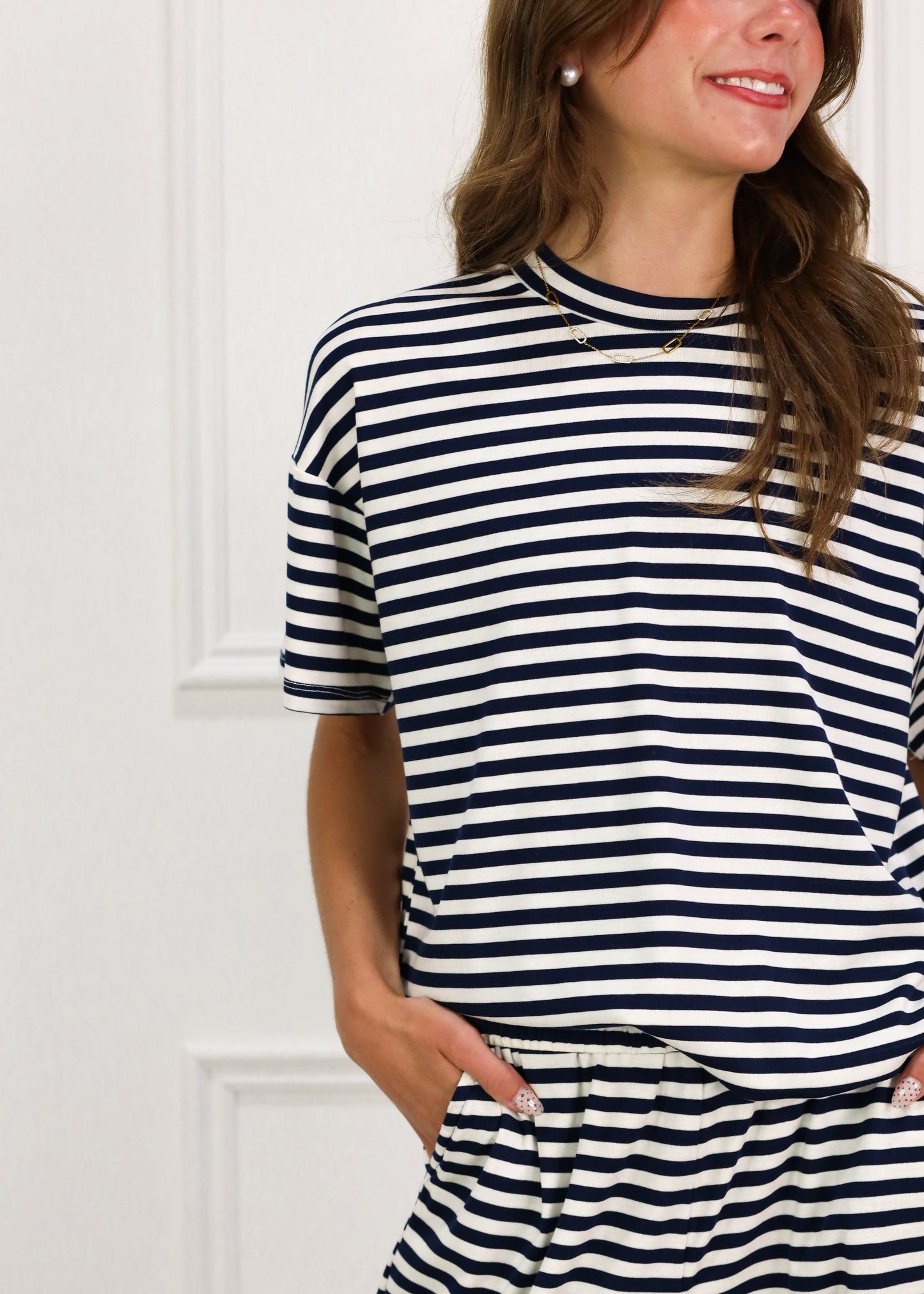 Mandy Stripe Top Navy/White