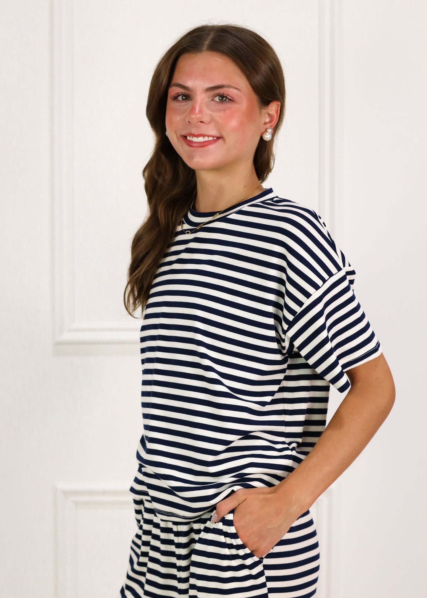 Mandy Stripe Top Navy/White