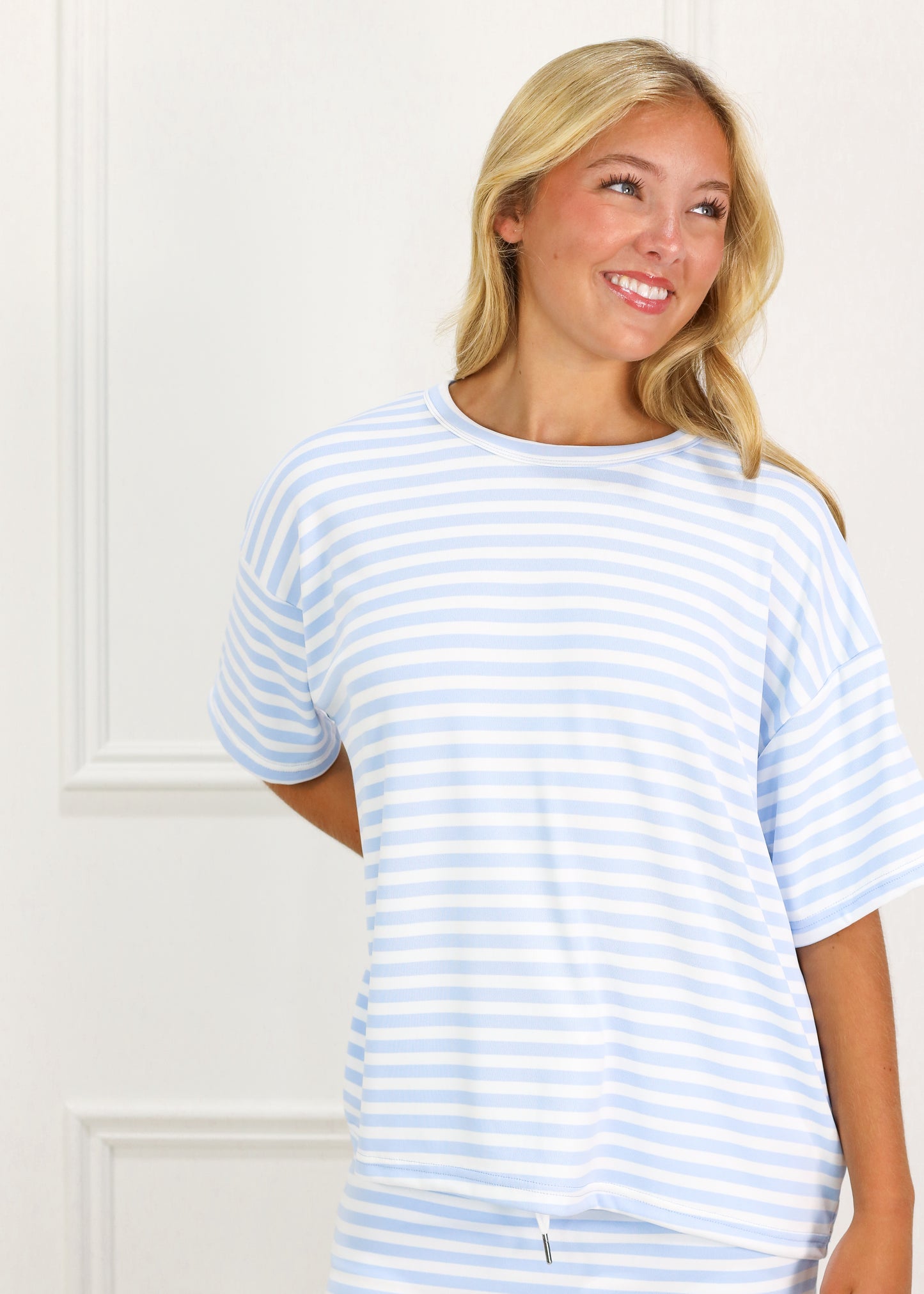 Striped Oversized T-shirt Blue