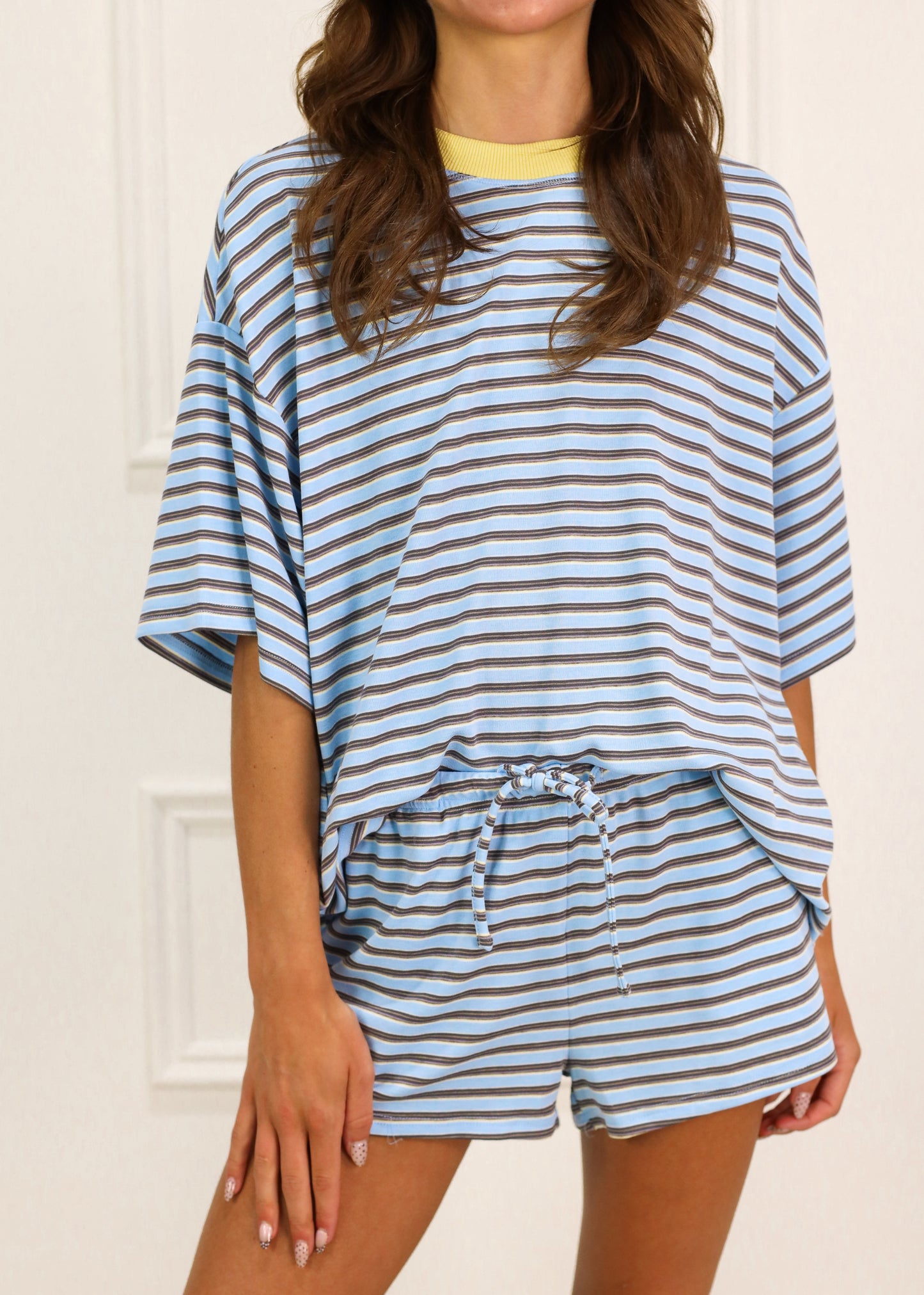 Sky Blue Stripe Lounge Set of 2