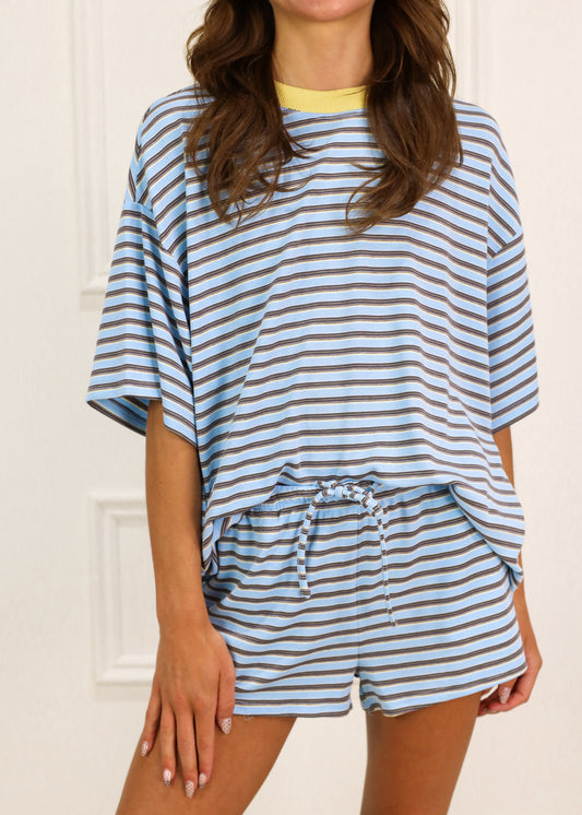 Sky Blue Stripe Lounge Set of 2