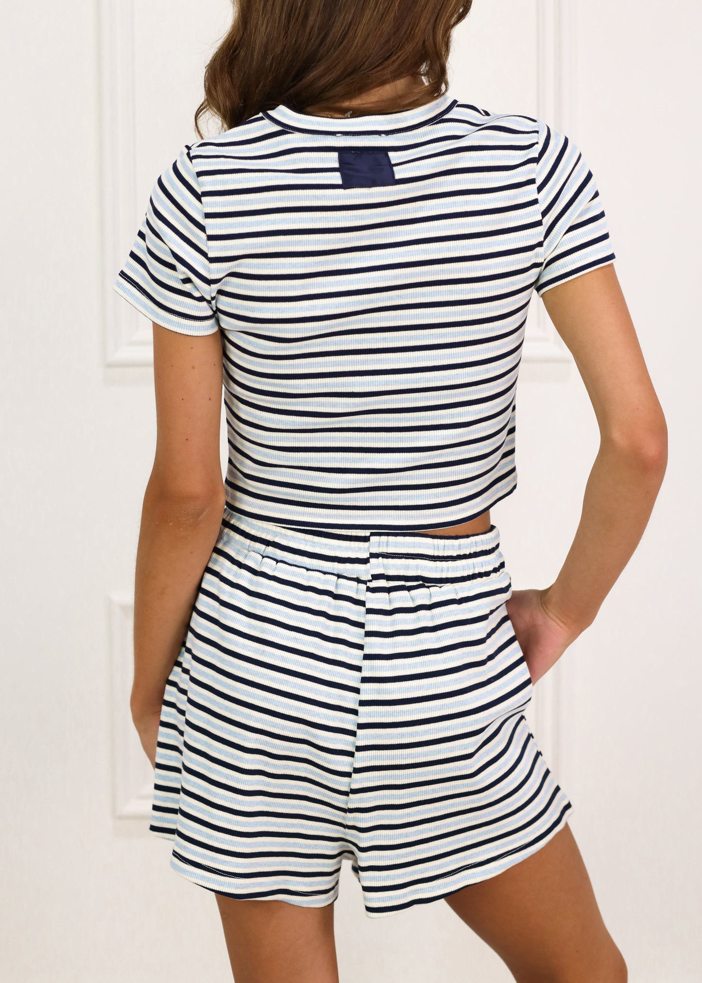 Striped Rib Lounge Set of 2 Navy/Blue
