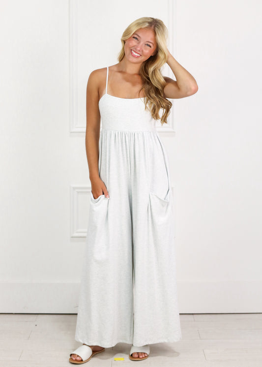 Empire Wide Leg Jumpsuit Grey