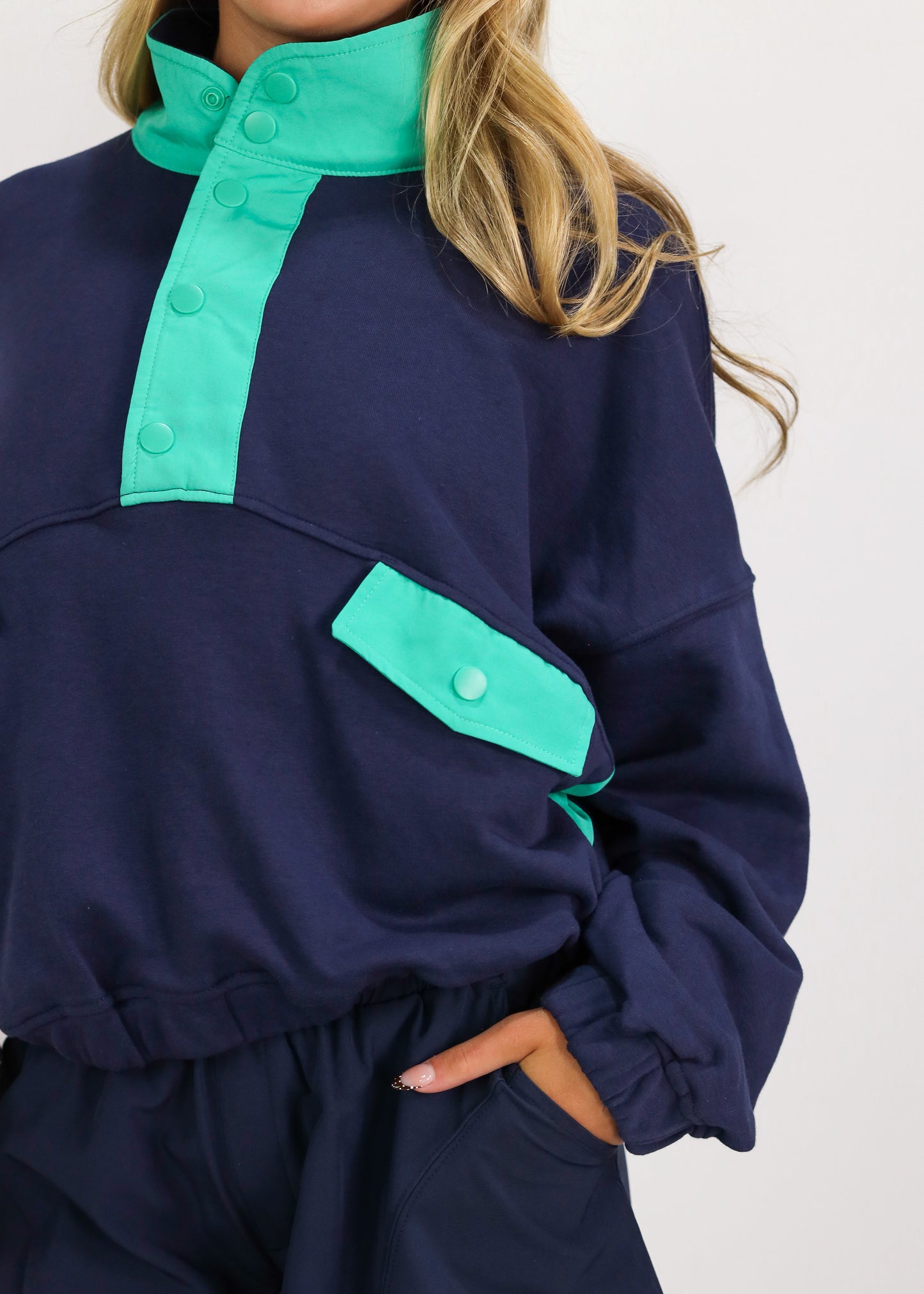 Terry Pullover & Shorts Set of 2 Navy