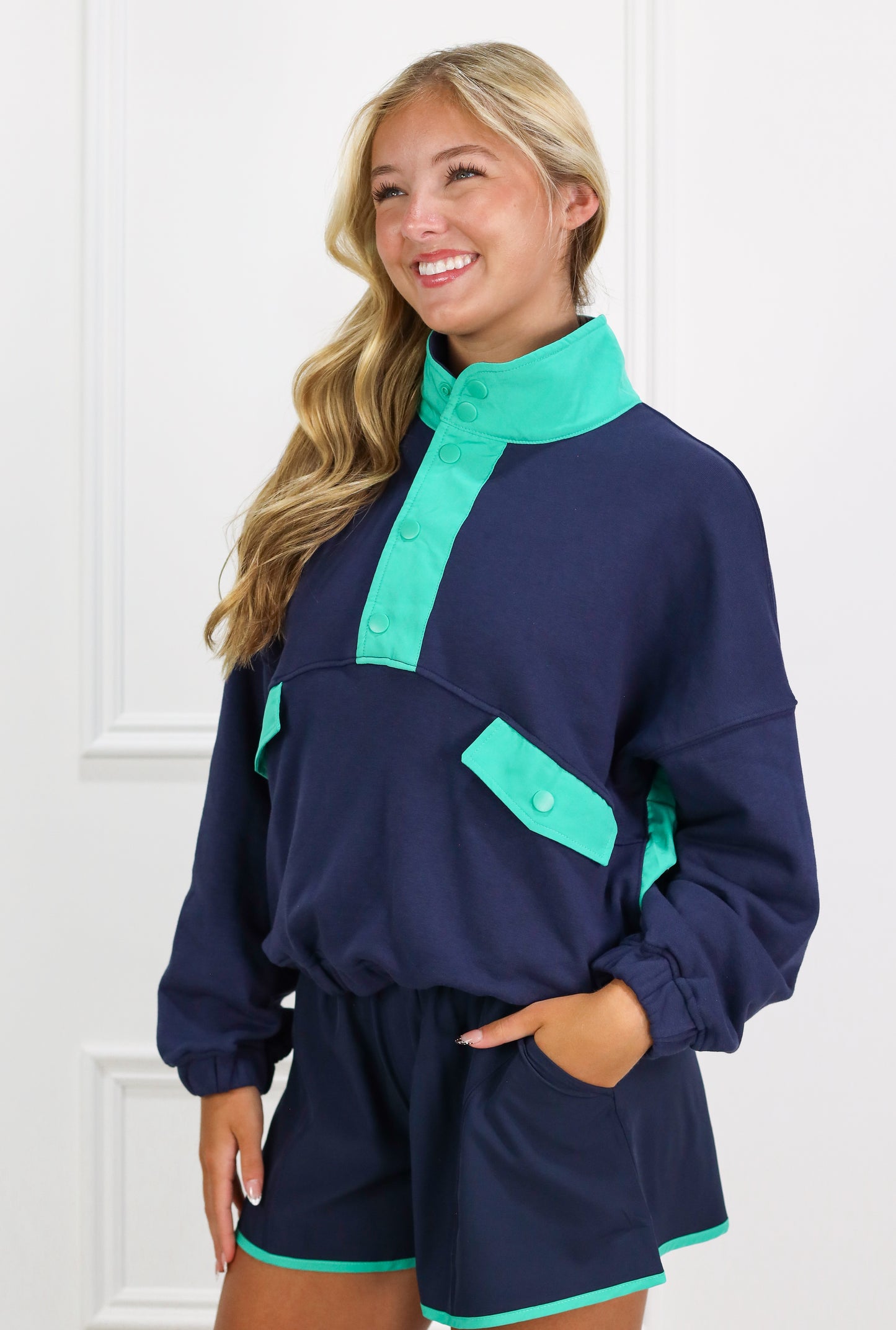 Terry Pullover & Shorts Set of 2 Navy
