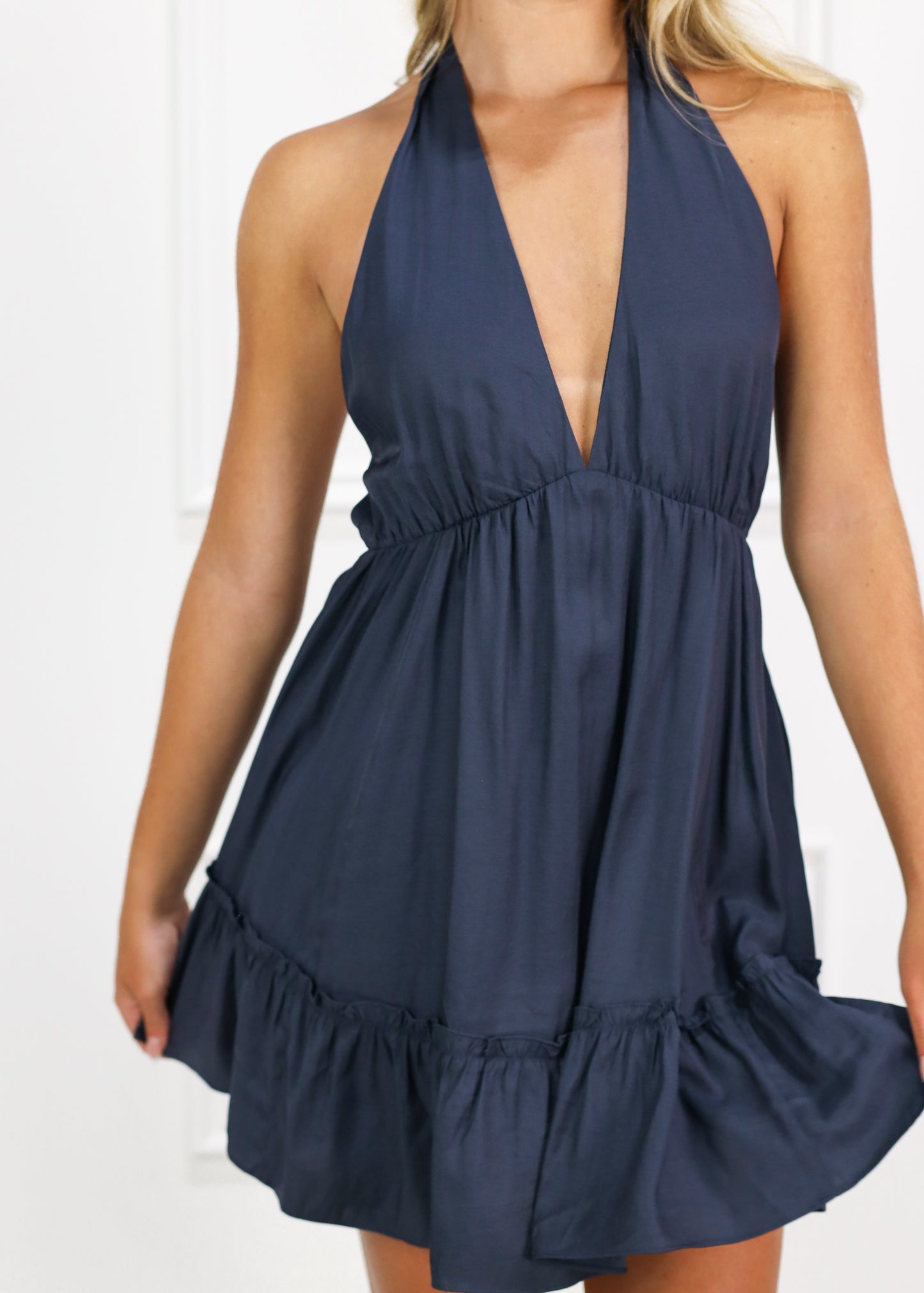 Halter Romper Dress Navy
