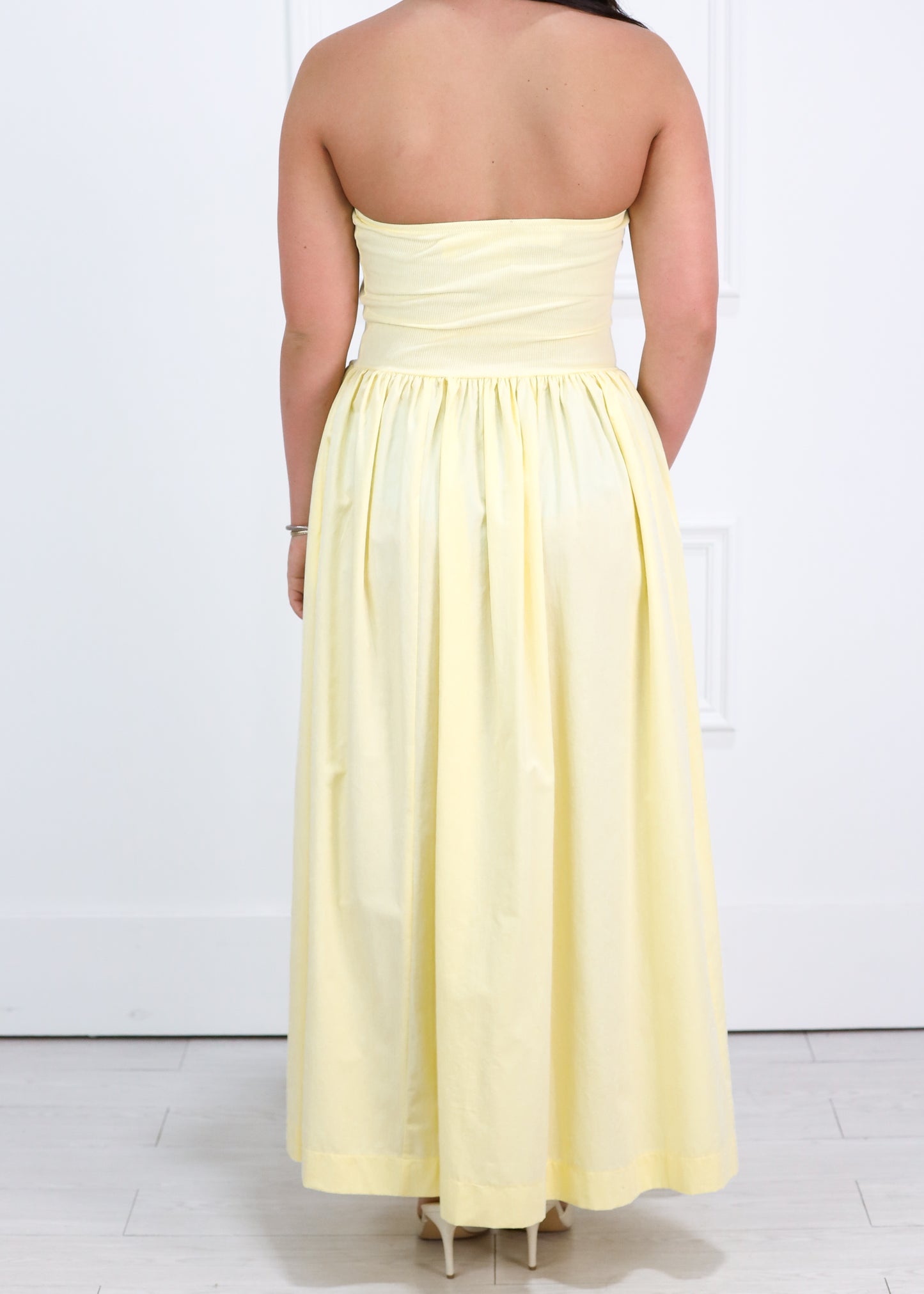 Strapless Midi Dress Yellow