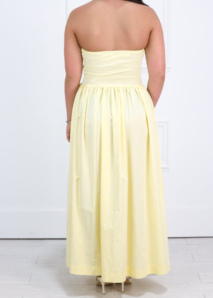 Strapless Midi Dress Yellow