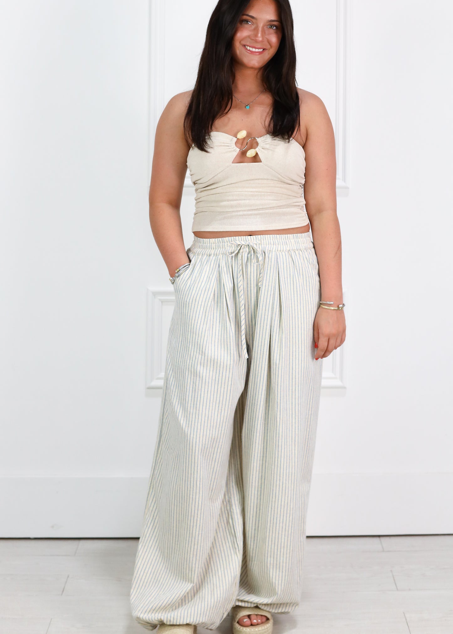 Striped Balloon Hem Pants