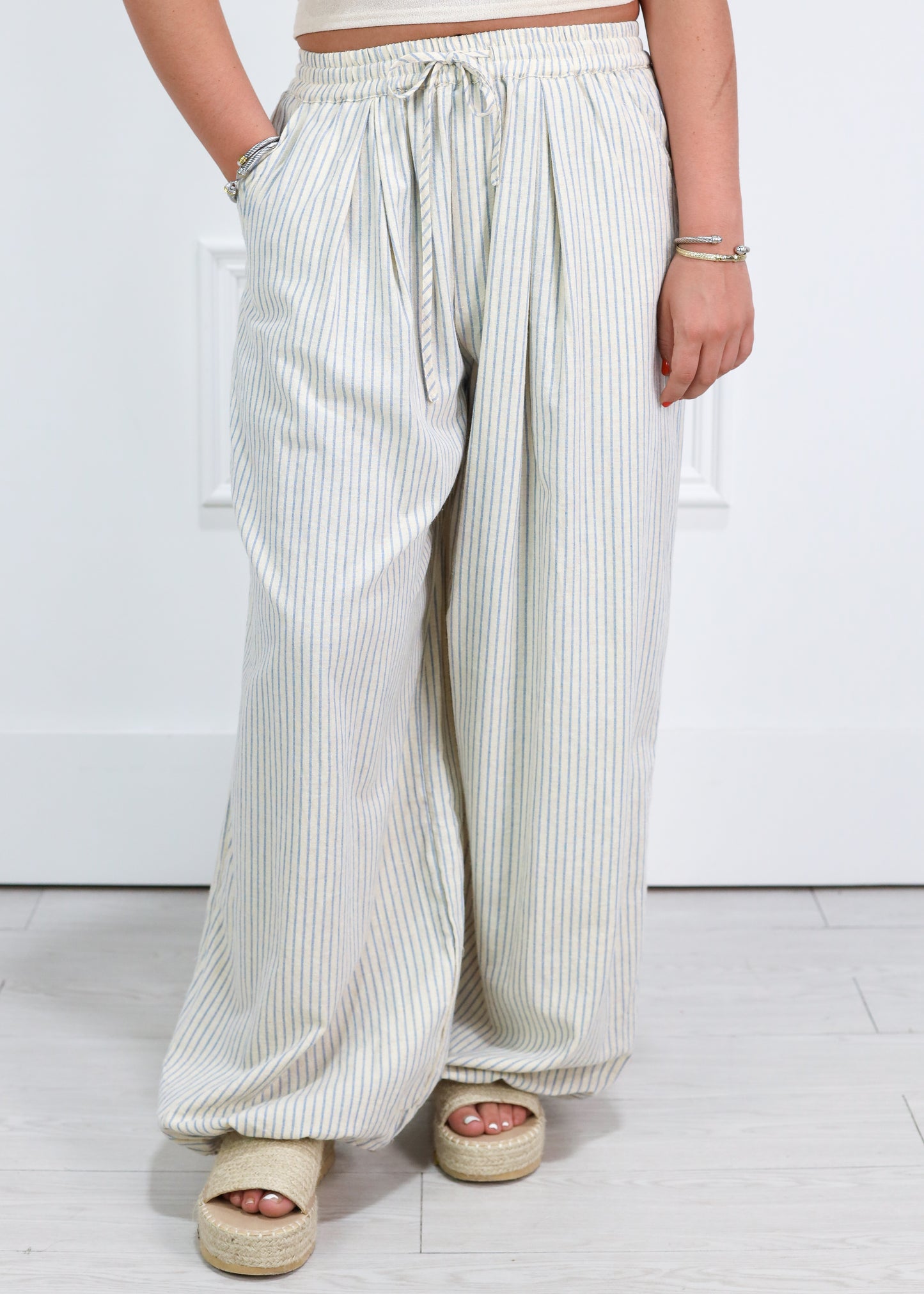 Striped Balloon Hem Pants
