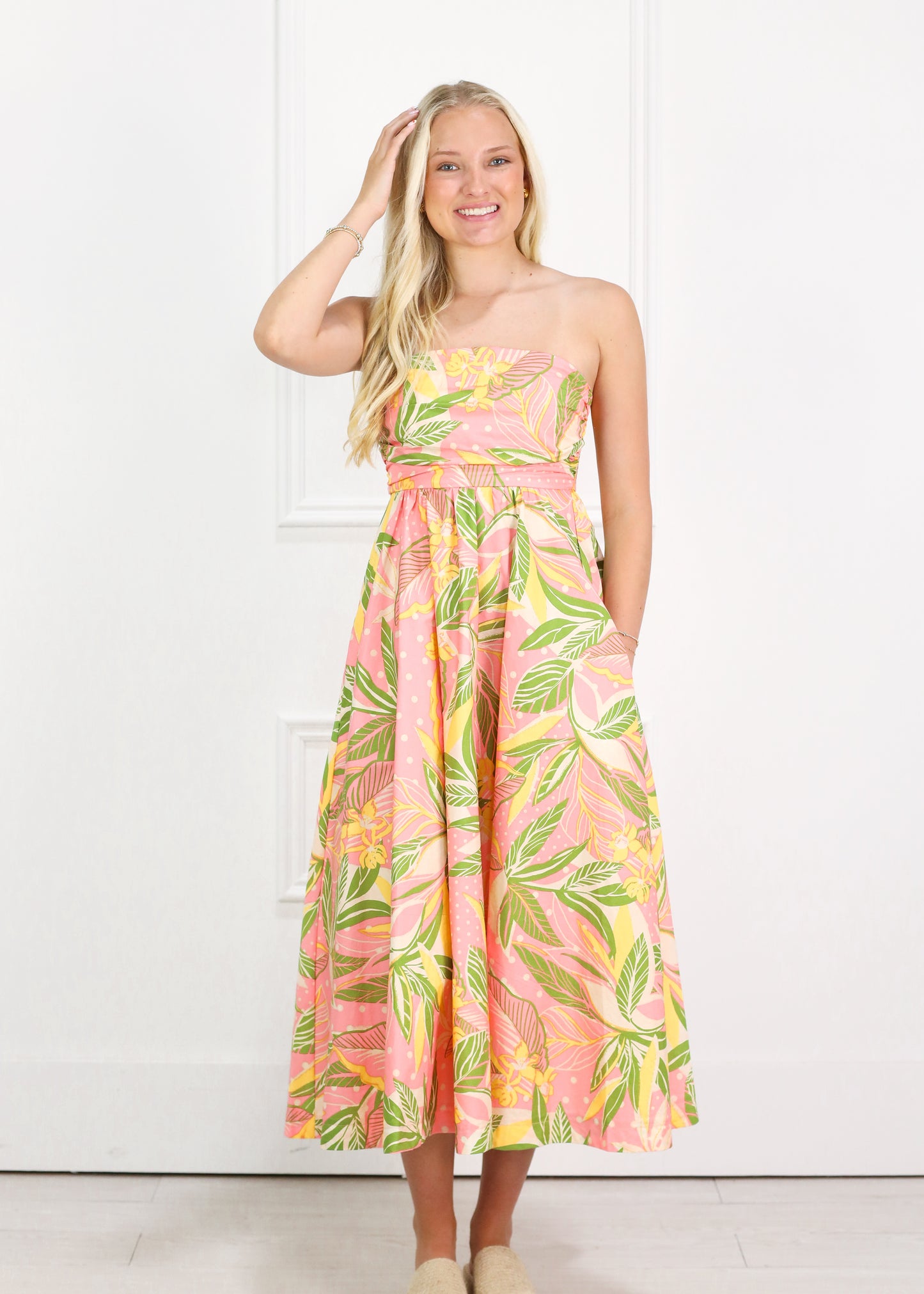 Tropical Oasis Strapless Dress