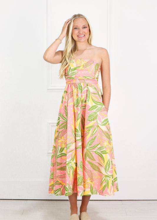 Tropical Oasis Strapless Dress