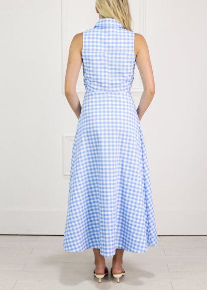 Gingham Collared Shirt Midi Dress