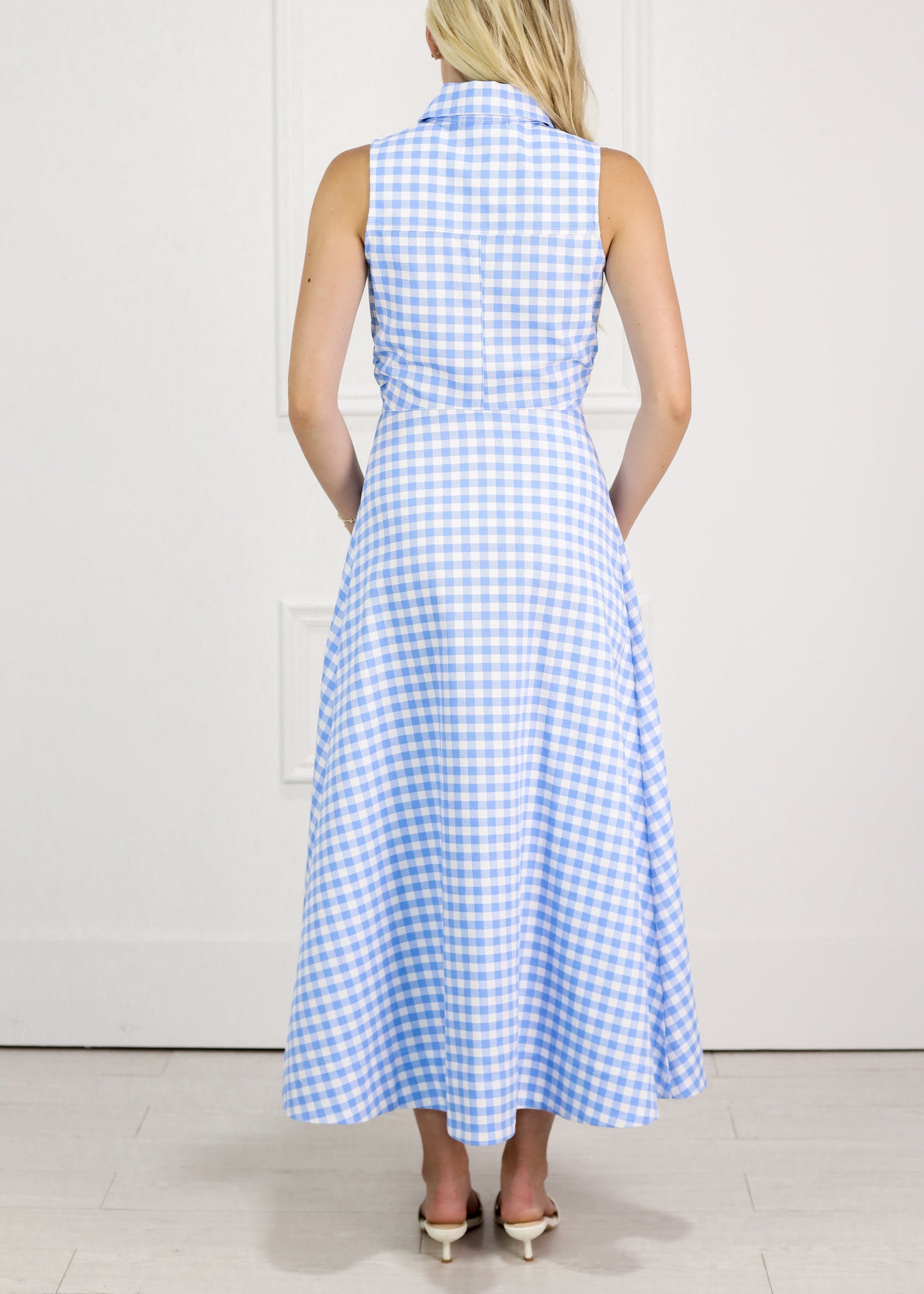 Gingham Collared Shirt Midi Dress