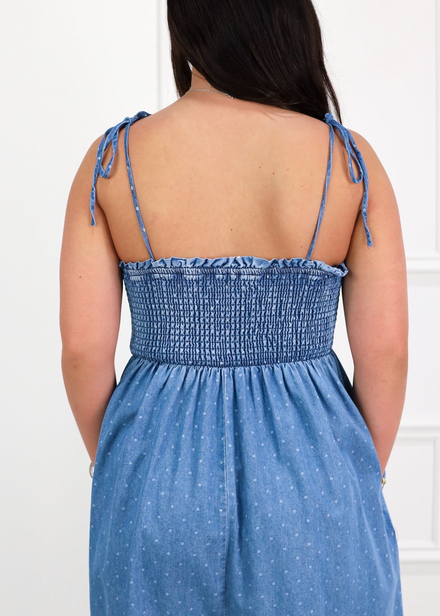 Denim Polka Dot Jumpsuit