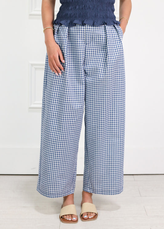 Check Pattern Pintuck Pants