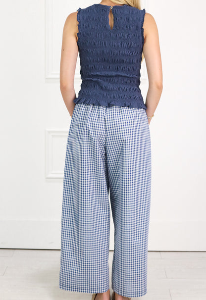 Check Pattern Pintuck Pants