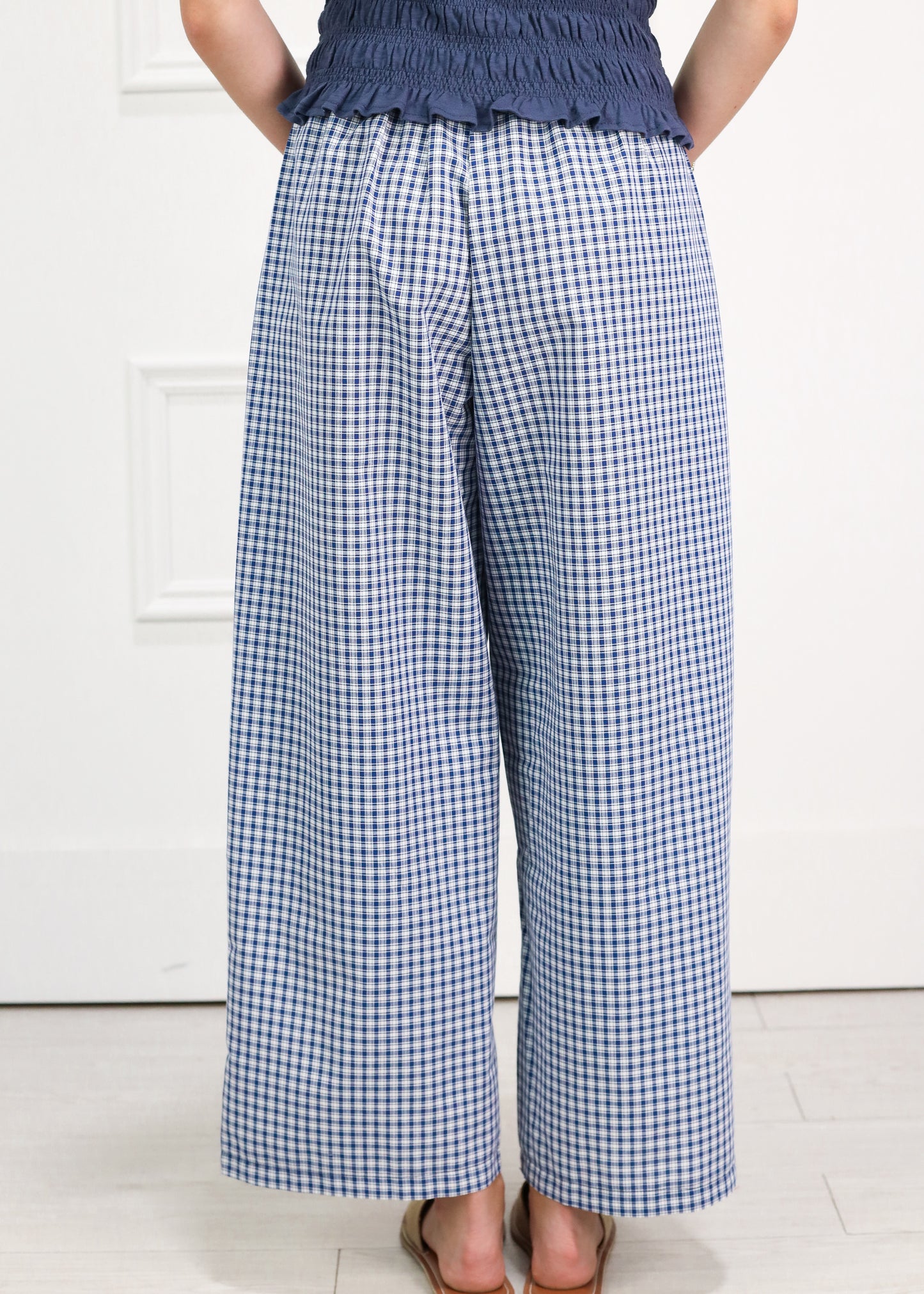 Check Pattern Pintuck Pants