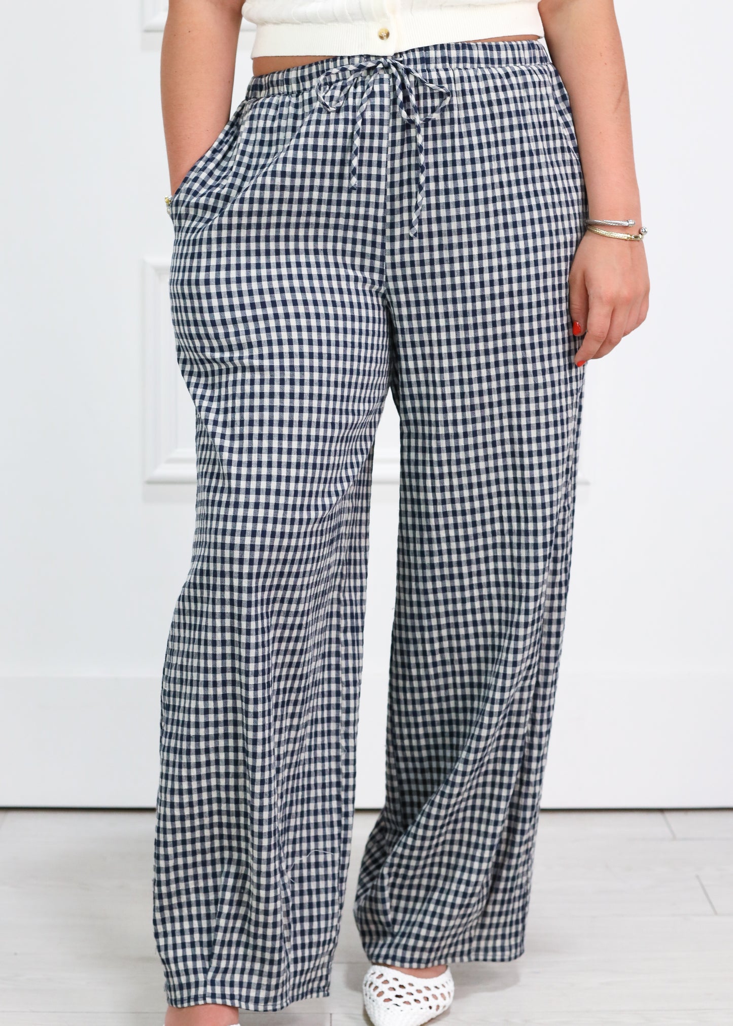 Relaxed Fit Gingham Pants