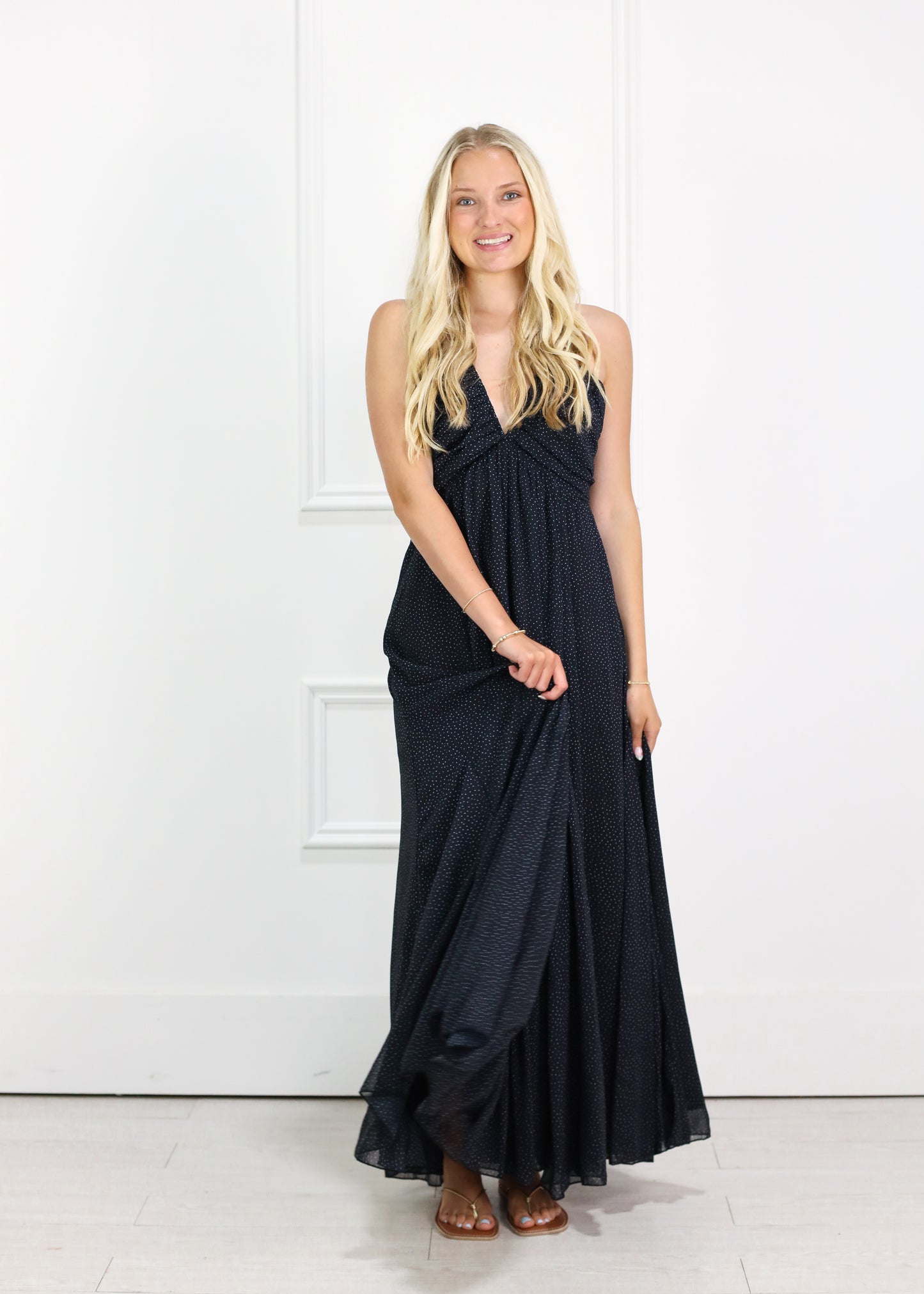 Navy Chiffon Dottie Maxi Dress
