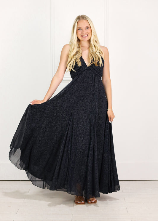 Navy Chiffon Dottie Maxi Dress