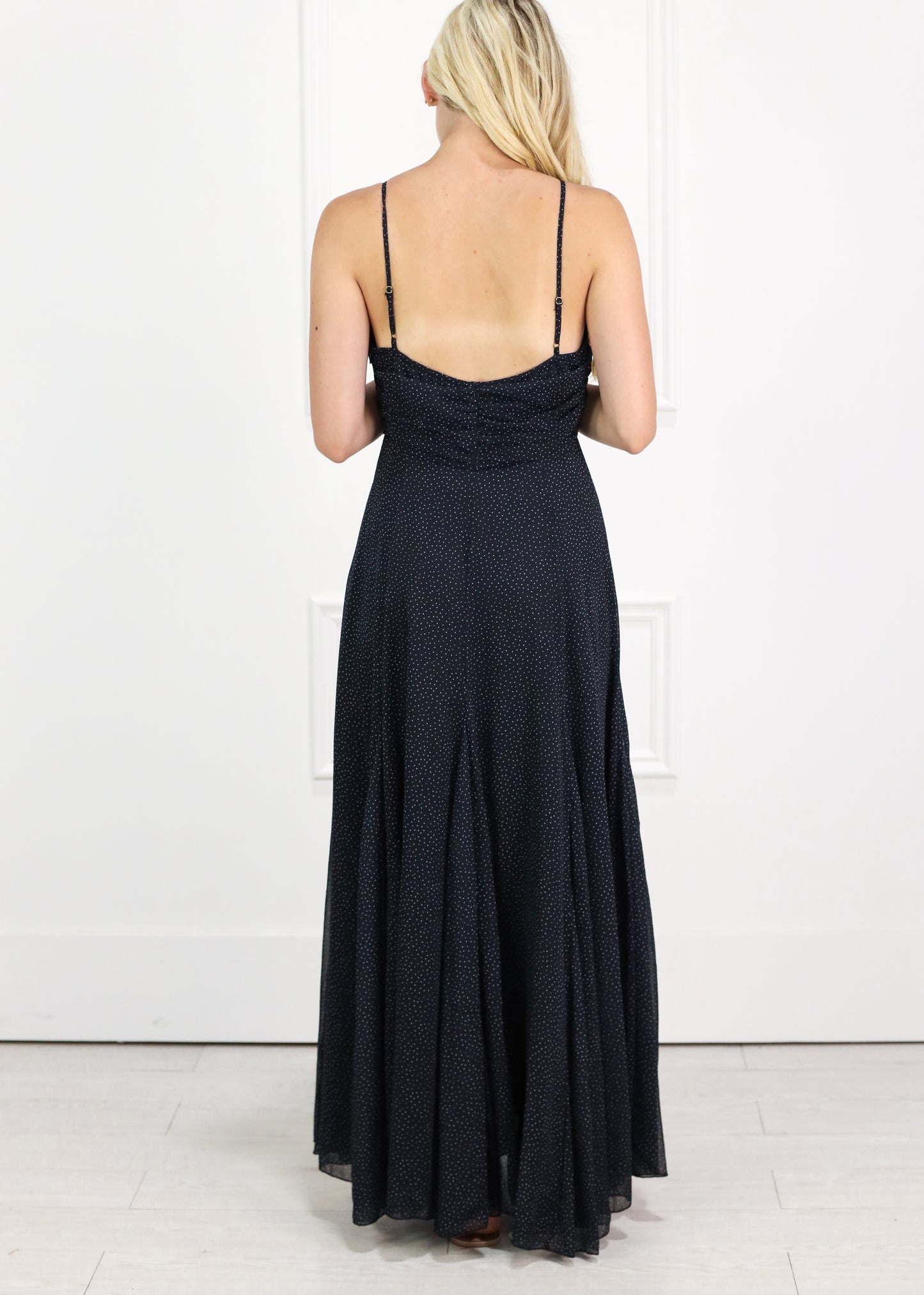 Navy Chiffon Dottie Maxi Dress
