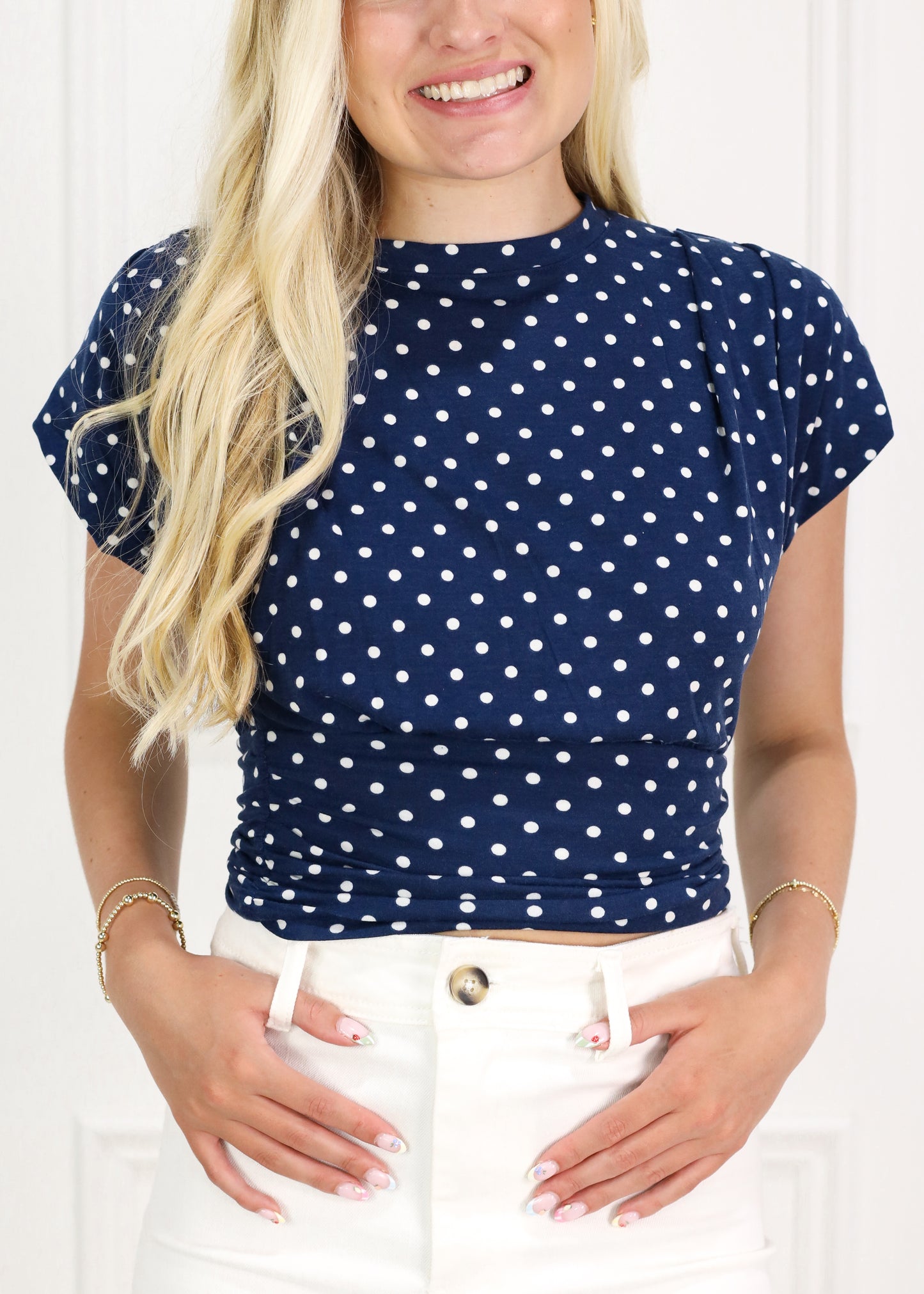 Polka Dot Top Navy
