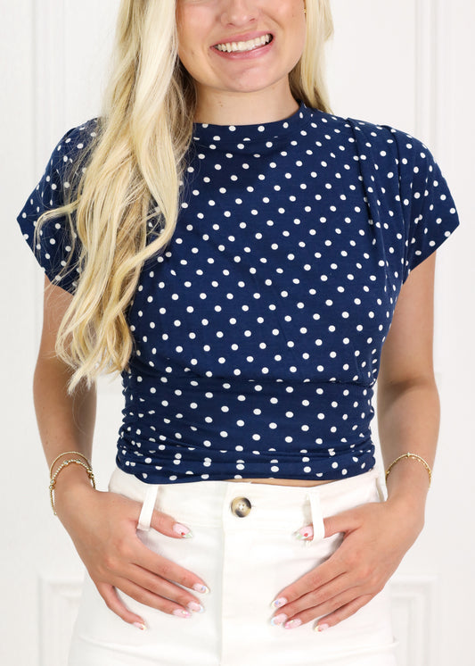 Polka Dot Top Navy