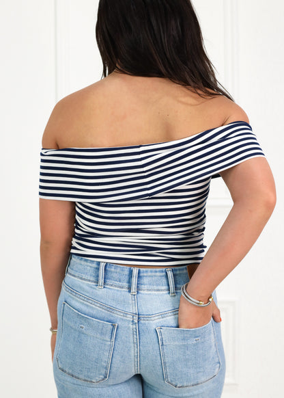 Block Stripe Off Shoulder Top