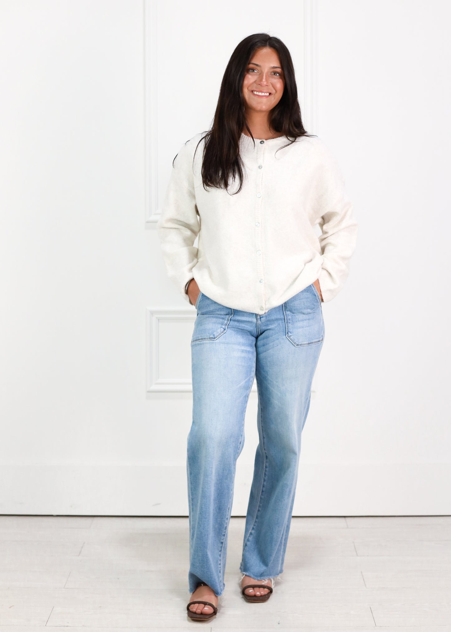 Button Down Cardigan Ivory