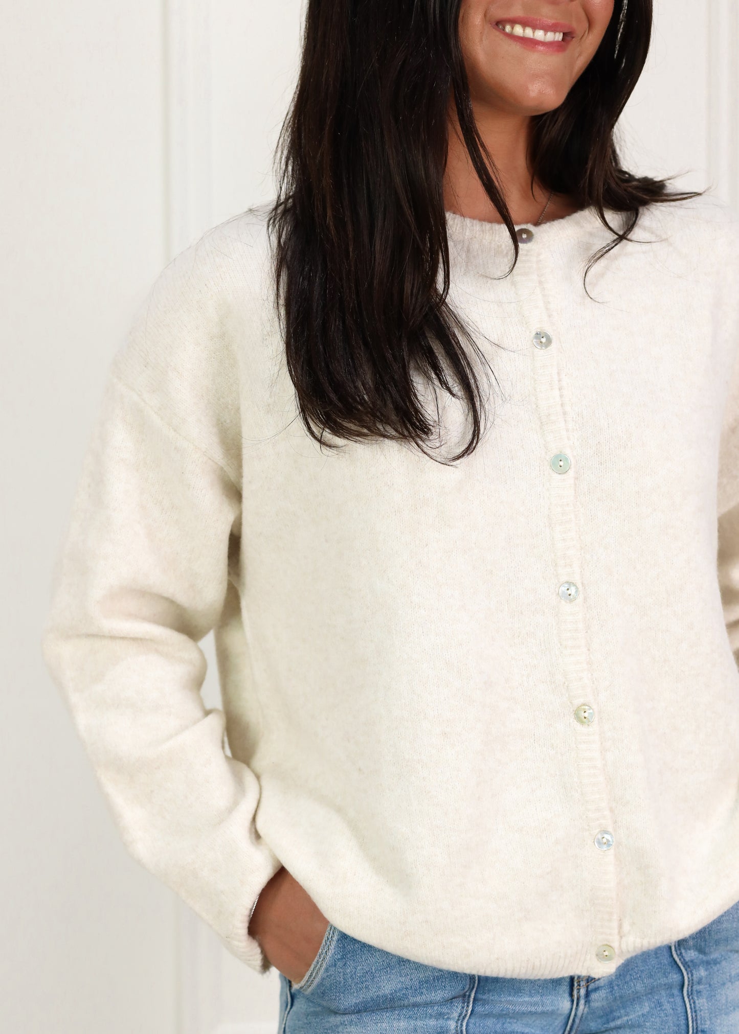 Button Down Cardigan Ivory