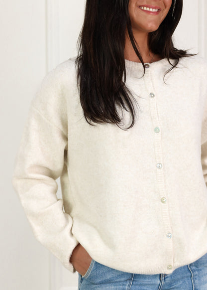 Button Down Cardigan Ivory