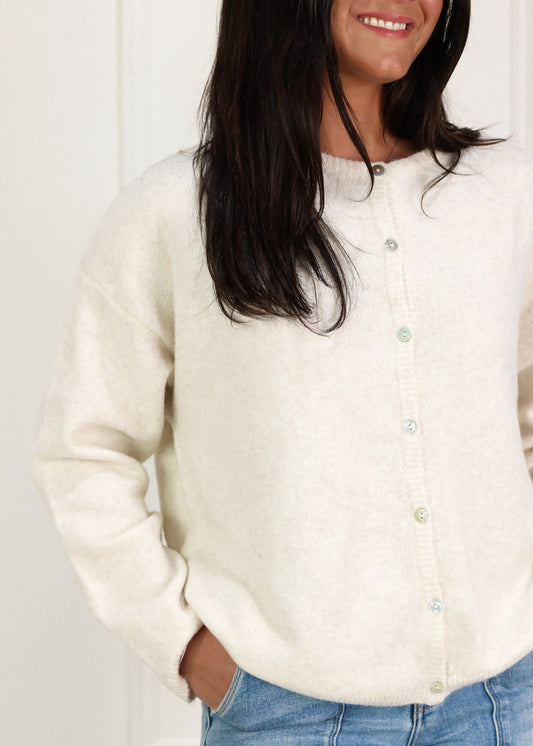 Button Down Cardigan Ivory