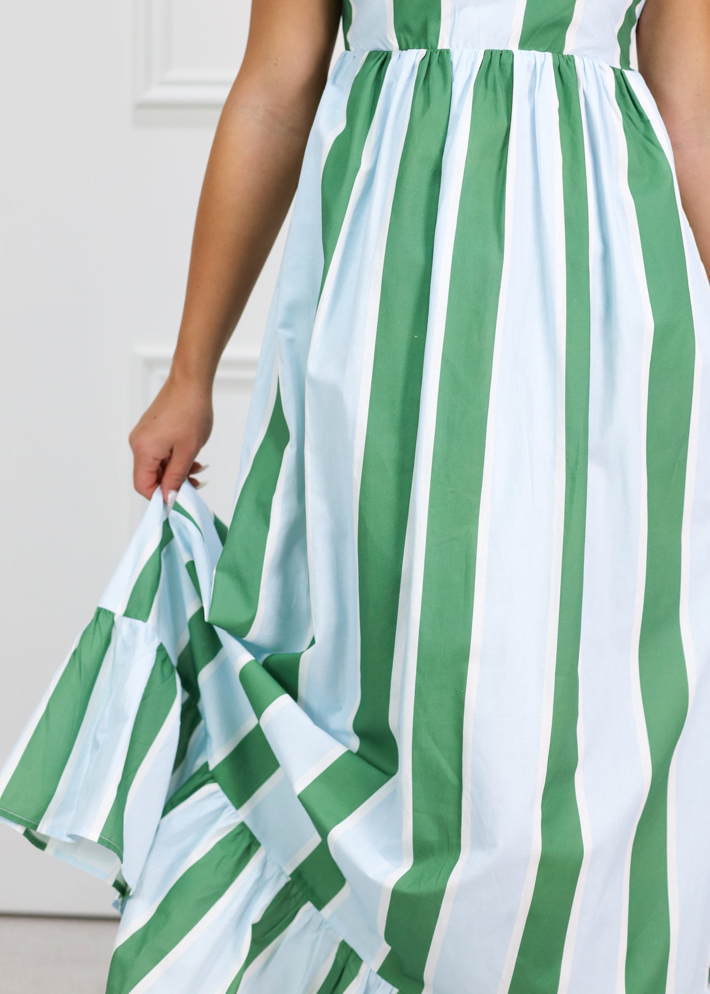 Green Striped Pocket Maxi Dress
