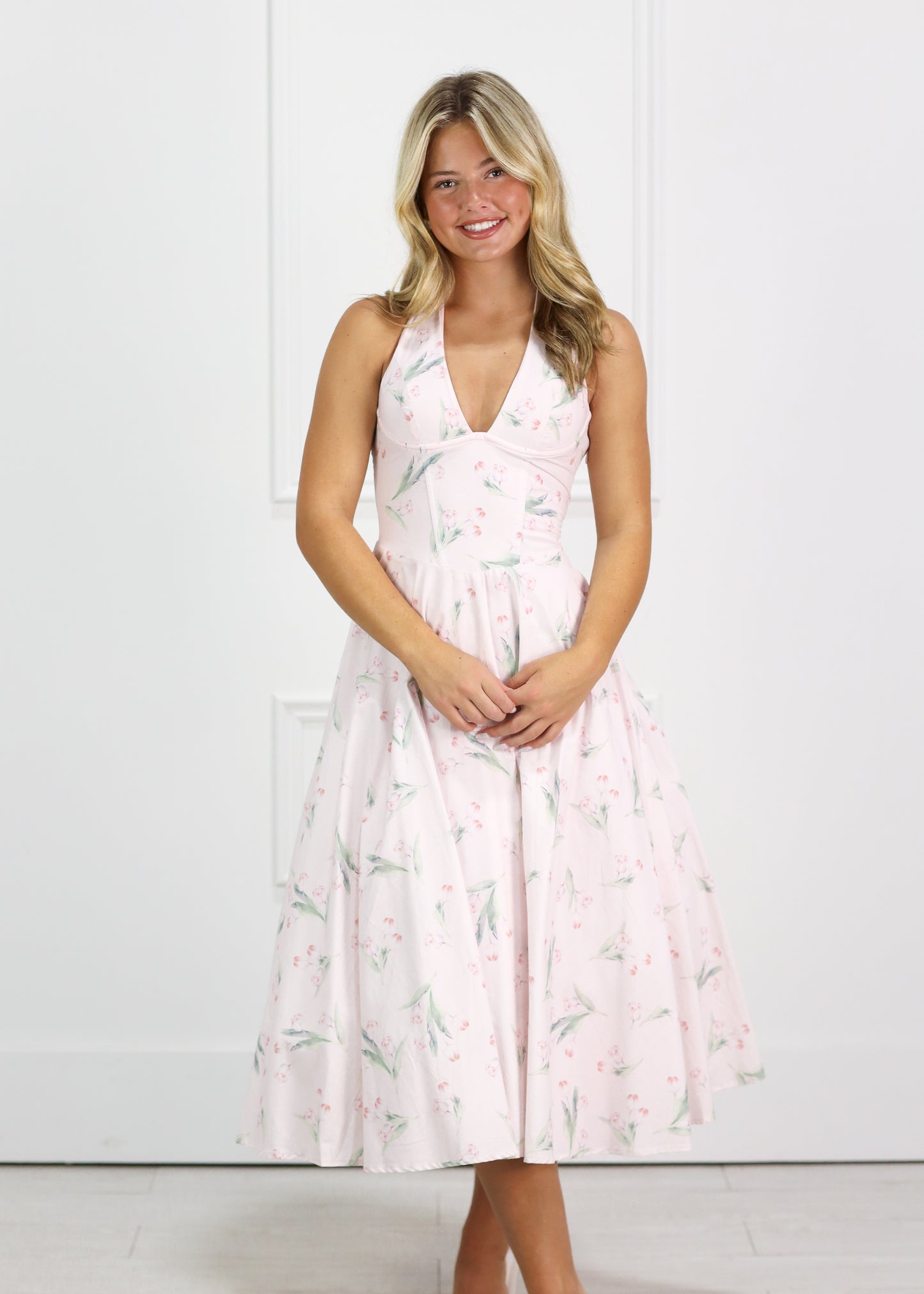 Shelly Floral Halter Midi Dress