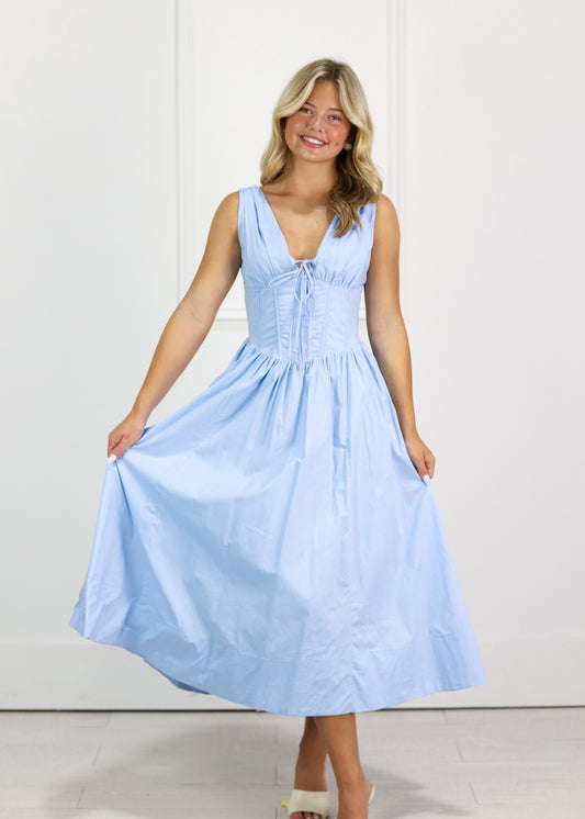 Shae Dottie Midi Dress Blue