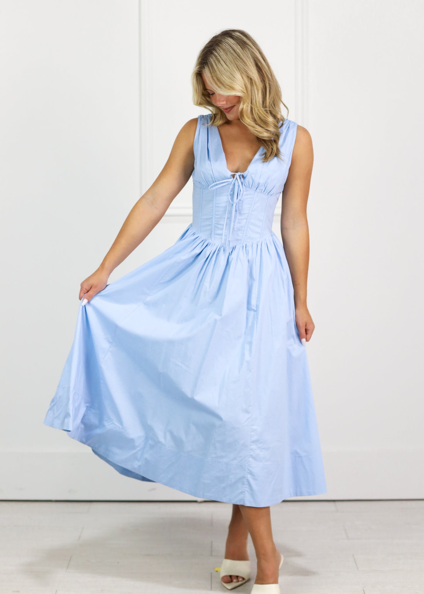 Shae Dottie Midi Dress Blue