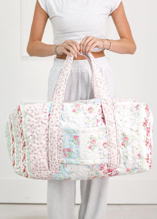 Patchwork Stripe Quilted Duffle Bag