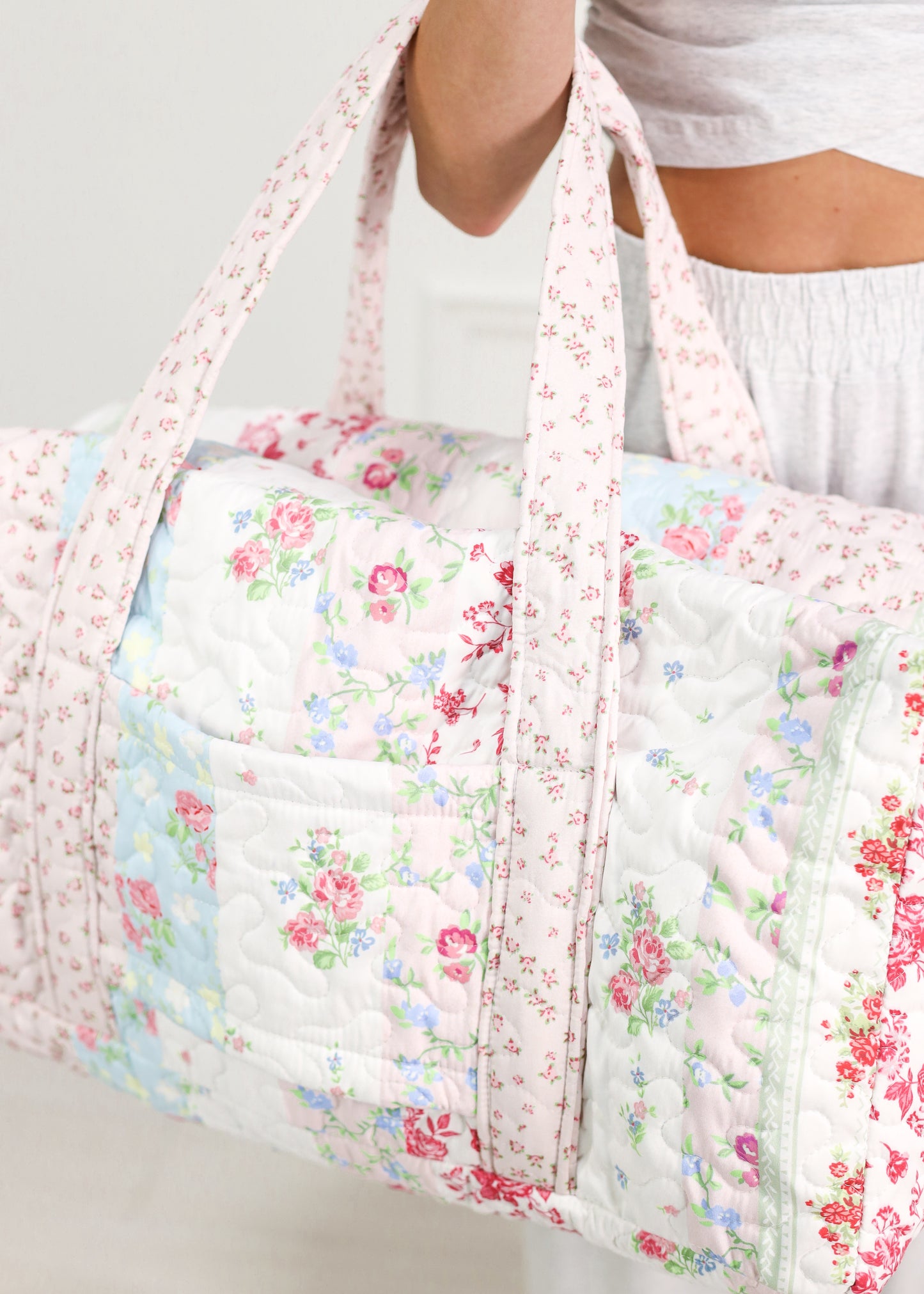 Patchwork Stripe Quilted Duffle Bag